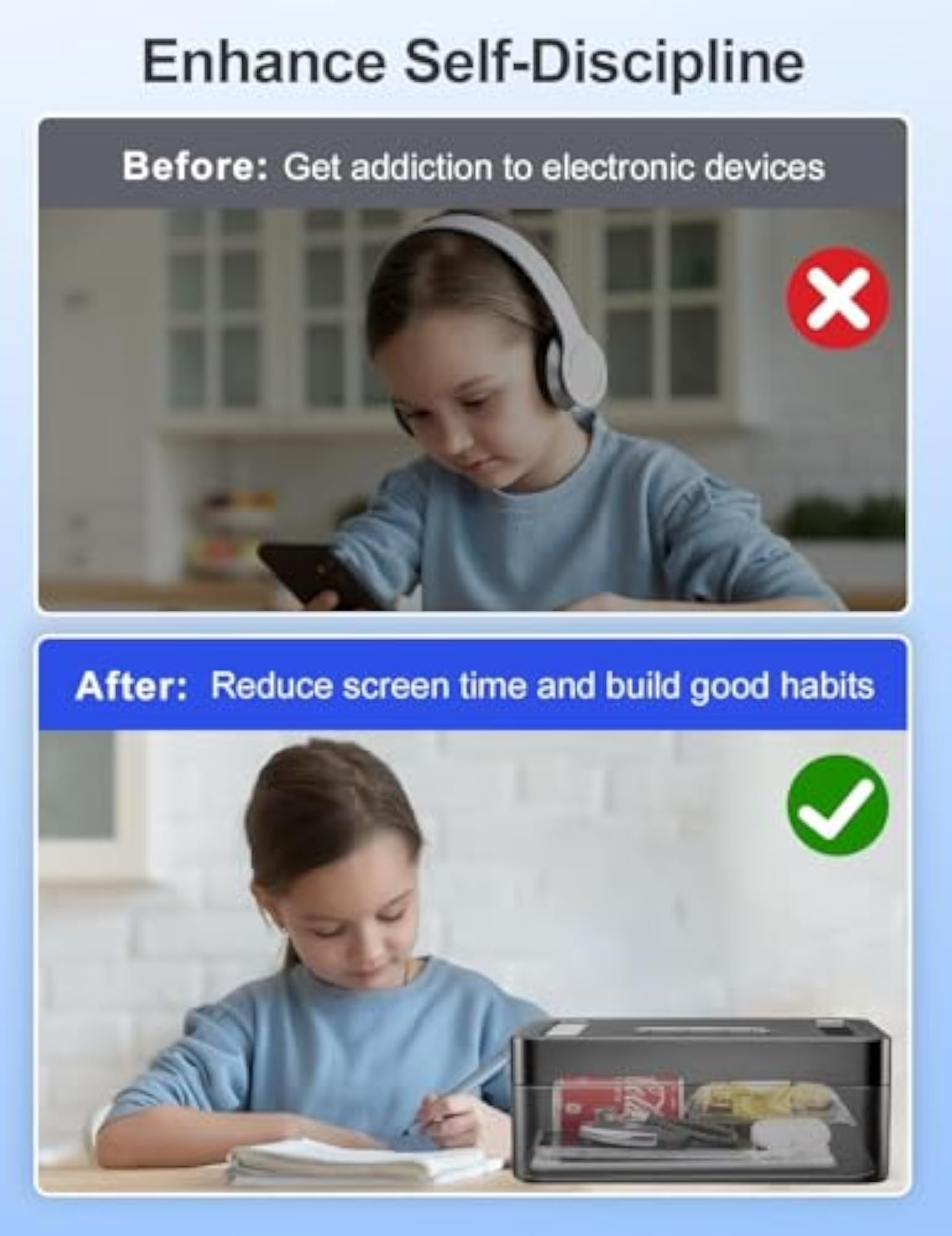 Metal Time Lock Box with Timer, Emergency Unlock
