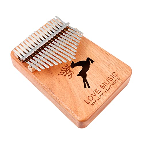 UPKOCH 1 セット 17 17音サムピアノ 音楽 キー 17鍵フィンガーピアノ 鼓 ミディ 木琴 music box 木の親指ピアノ カリンバピアノ フィンガーピアノ楽器 木製 Beige