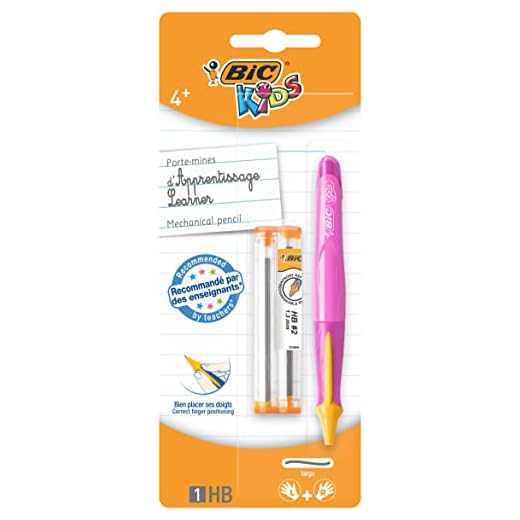 BIC Kids Learner Portaminas HB con Minas de Recambio (1,3 mm) - Rosa o Azul, Blíster de 1+2 unidades