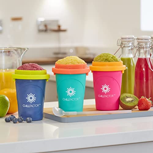 Magic Freez Slushy Maker - Slush Becher mit Strohhalm und Löffel - Slushy Cup für Eis Selber Machen - Tragbarer Slush Machine fur Alle - Eis Mixer (Blau, Pink, Grün) – Bild 8