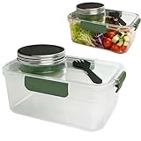 Tarro de ensalada, cápsula de ensalada de capas verticales con funda de aderezo y tapa desmontable, recipiente de ensalada portátil con taza de aderezo a prueba de fugas, tarro de apertura lateral