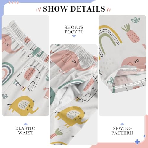 ZZXXB Lovely Elephant and Pineapple Boys Long Pants Soft Trousers Elastic Waist Kids Lounge Bottoms with Pockets S-XL4