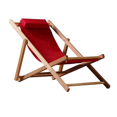 N / A Sedie da campeggioLettino Prendisole, Chaise Longue Regolabile in Faggio, Adatto per Campeggio in Giardino, Terrazza sulla Spiaggia, Portata 150 kg(Size:1,Color:Rosso)
