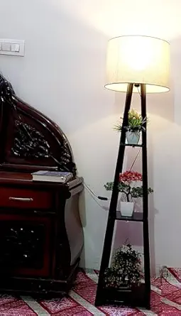 SPRIZE Wooden Floor Lamp with Shelf Design Decorative Floor lamp for Home Office Corner Gift Item