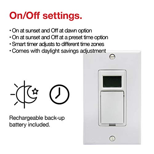 Atronics Digital Wall Switch Timer For 3-Way And Single Pole Application, For Fans, Lights, Heaters. 7 Day Programming - 20 Programs #TOP4