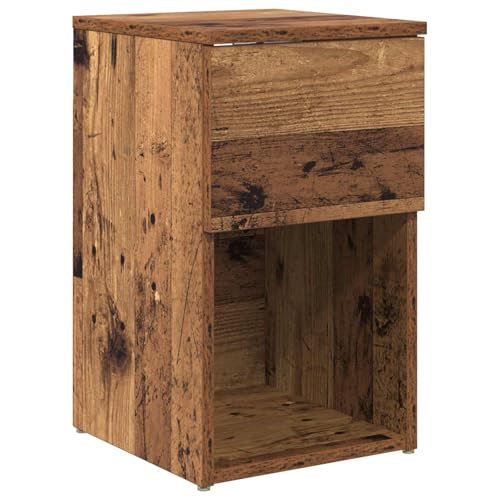 Qnhdfrt Table de chevet aspect bois vieilli, armoire de lit compacte avec espace de rangement, 29 x 31,5 x 49 cm, table d'appoint stable pour chambre à...
