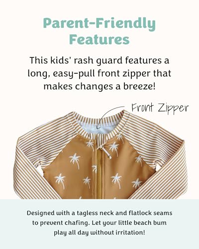 Caden Lane Rash Guard de manga comprida com zíper frontal, Island Vibes, 3 Anos