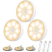 Electight 3 Stück 8 LEDs Nachtlicht mit Bewegungsmelder, Nachtlampe, USB Wiederaufladbares, 3 Modi Einstellbar, Auto/ON/Off, für Schlafzimmer, Schrank,Toilette, Flure - 3000K Warmweiß