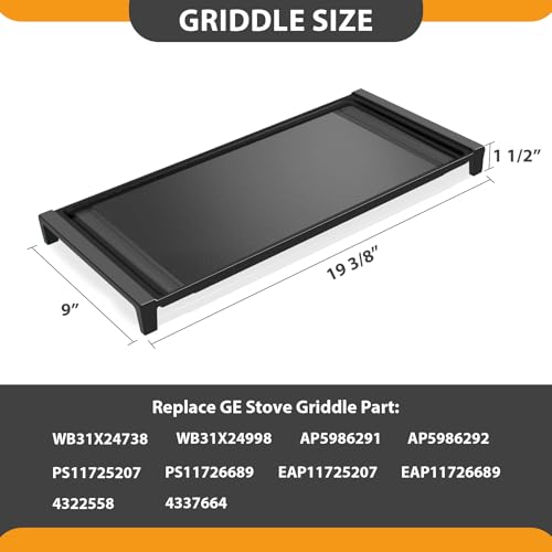 Image of Upgraded WB31X24738 Cast Iron Griddle Replacement for GE General Electric Stove Parts,WB31X24738 StoveTop Pan Parts for JGB700SEJ4SS JGSS66SEL3SS Burner Center Griddles Stove Top Griddle for Gas Stove