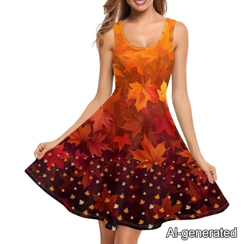 Image of Renewold Women's Sleeveless Tank Dress with Pockets, Casual Scoop Neck A-Line Sundress for Summer, Travel and Vacation