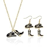 DUINIU 1 Paire De Boucles d'oreilles en Denim Occidental Et 1 Collier Pendentif en Cuir, Bijoux De Style Rétro, Accessoires De Personnalité À La Mode, Bijoux Cadeaux pour Femmes.