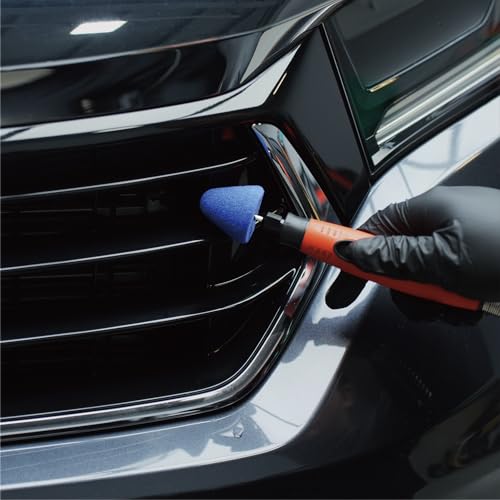 Image of SPTA Blue Mdium Cut Mini Cone Polishing Pad Sets with 1 /8 inch Shank, 5Pcs Orange Flexible Shaft Cone Polishing Pad Set,Car Detailing Pads for Small Area for Flexible Shaft & Drill Attachment -PT190-5