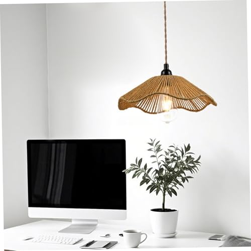 Pantalla de lámpara tejida boho en forma de flor para techo de dormitorio o cocina 4