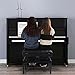 ALAPUR Adjustable Duet Piano Bench with Storage,Heavy Duty Wooden Double Keyboard Piano Bench Seat with PU Leather Cushion,Black