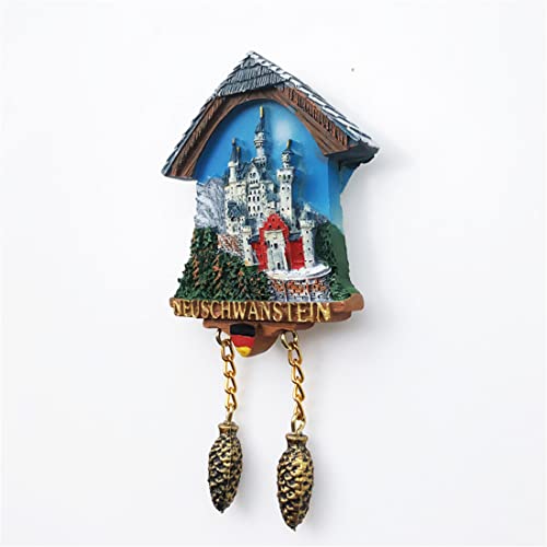Imán Decorativo Neuschwanstein 3D Reloj Cucú 7x12 cm miniatura 3