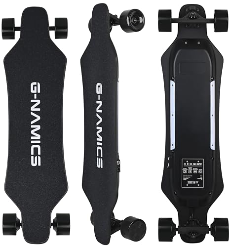 G‑NAMICS Electric Skateboard – 900W Dual Hub Motor, 26 MPH Top Speed, 22 Mile Range, 7500mAh Fast Charge Battery, 4 Ride Modes, Remote Control, Auto Start, for Adults & Teens, 365-DAY Warranty