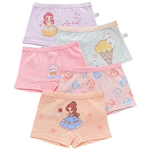 SHAIYOU Mädchen Boxershorts Unterhosen,Kinder Baumwollene Bequeme Kleine Mädchen Unterwäsche Höschen 5er Pack 2-14 Jahre (B,L) Cover