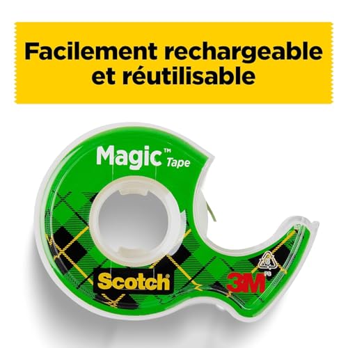 Scotch Magic Tape, Rouleaux de Ruban Adhésif Transparent avec Dévidoir, Lot de 3, Ruban de 19mm x 7.5m - Idéal pour le Bureau et l'École – vue 3