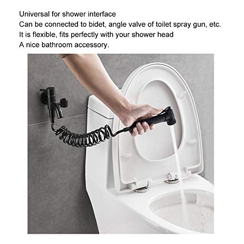 NOENNULL Spring Flexible Shower Hose, ABS Flexible Telescopic Shower Hose, Black, 2M - Image 2