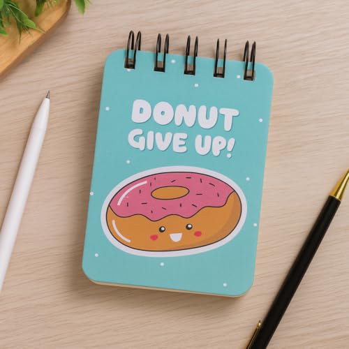 Image of Spiral Pocket Notebook (7.5 x 11 cm) | Cute Mini Notepad | Small Handy Notebook for School, Office & Personal Notes (Donut)