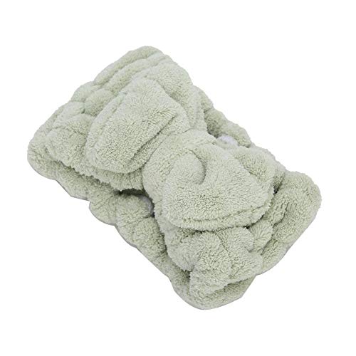 Facial Spa Headband, Soft Coral Fleece Hairband for Makeup - Green