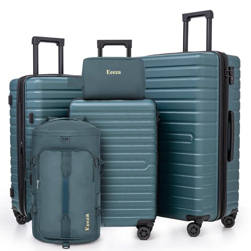 Expandable-Luggage-Sets-212530-5-Piece-Luggage-SetSuitcase-Sets-with-ABS-Hard-Shell-Lightweight-TSA-Lock-and-Detachable-Double-Spinner-WheelsDarkGreenBPTB Expandable Luggage Sets 21"/25"/30" 5 Piece Luggage Set,Suitcase Sets with ABS Hard Shell Lightweight TSA Lock and Detachable Double Spinner Wheels(DarkGreen,BP/TB) - Image 1