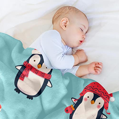 Couverture en microfibre légère de qualité supérieure, motif pingouin