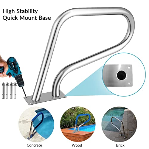 Barandilla para piscina de acero inoxidable 3 curvas 81x57cm miniatura 4
