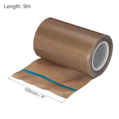 Image of MECCANIXITY 9m /30 Feet,100mm /3.9 Inch PTFE Tape,PTFE Fabric Tape,Adhesive PTFE Film Tape for Vacuum Sealer Machine,Hand Sealers High Temperature,Brown