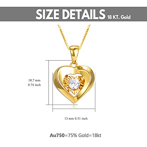 SISGEM 18k Gold Heart Pendant and 18kt Gold Box Chain Necklace, Fine Jewelry for Wife, Present for Mother, Gifts for Her, 18 Inches - Image 4