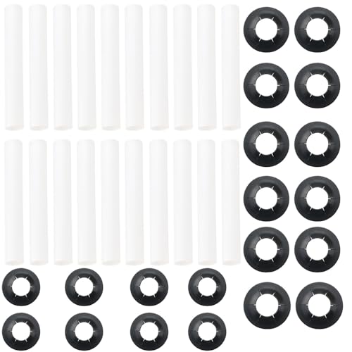 CHENJIN 20 Sets Garage Door Hinges 20 Pieces Each of Quiet Roller Sleeves and Roller Shaft Nut Washers Inner Diameter 11mm Length 80mm for Household Garage Rolling Door Roller Shafts