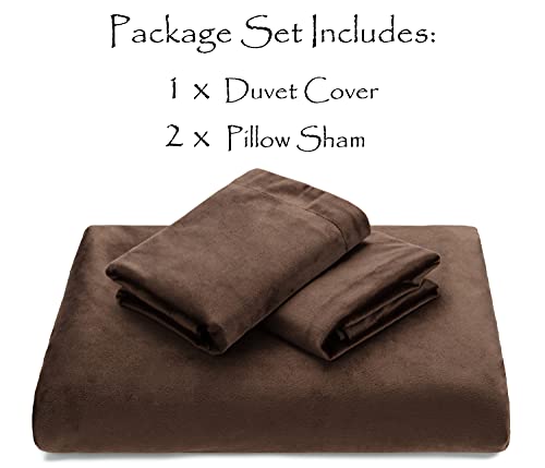 Chanasya Velour Velvet Duvet Cover Set - Duvet Cover (104” X 90”) & 2 Pillow Shams (20” X 36”) - 3-Piece Set - Mink, King Size #TOP3