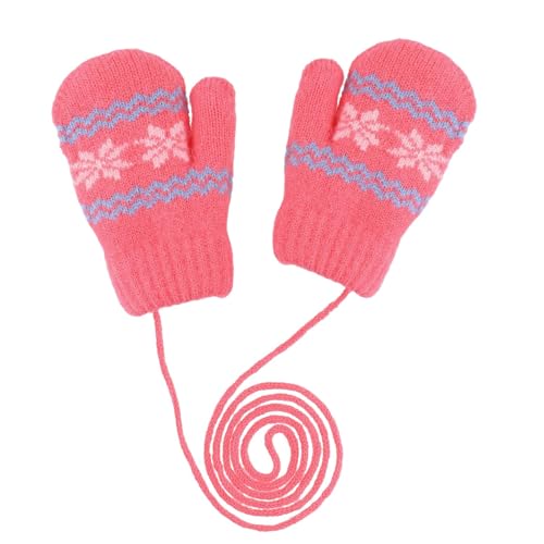 Baby Girls Warm Knit Mittens Winter Soft Elastic Thick Lined Mittens Cold Weather Gloves for 0-2 Years4