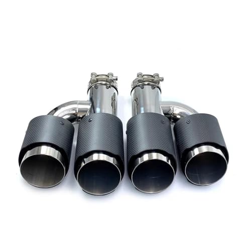 Escape de coche de doble salida para solucionar colas oxidadas con carbono mate universal 4
