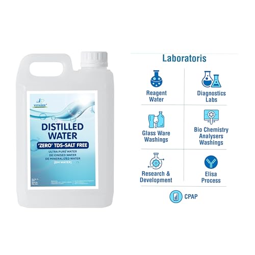 Image of VITSZEE Distilled Water 1L DM water, Pure Di-Ionised Distilled Water For multipurpose Uses Battery /Inverter, Autoclaving, Reagent Water,Lab And Scientific Products 1 Litre
