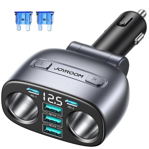 7-in-1-Cigarette-Lighter-Splitter-JOYROOM-225W-2-Socket-Fast-Car-Charger 7 in 1 Cigarette Lighter Splitter, JOYROOM 225W 2-Socket Fast Car Charger - Image 1