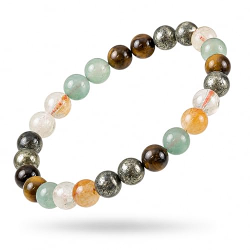Image of Money Magnet Bracelet for Men & Women | Pyrite & Tiger Eye Crystal Band with Citrine, Aventurine Natural Stone Beads | Financial Growth, Confidence, Positive Energy & Stylish Daily Wear | bracelet for men and women