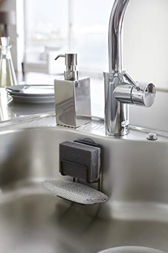 Yamazaki 2265 TOWER Double Sponge Holder with Suction Cup, Black, Steel, Minimalist Design, 7.5 x 6.3 x 12.7 cm (LxWxH) - Image 2