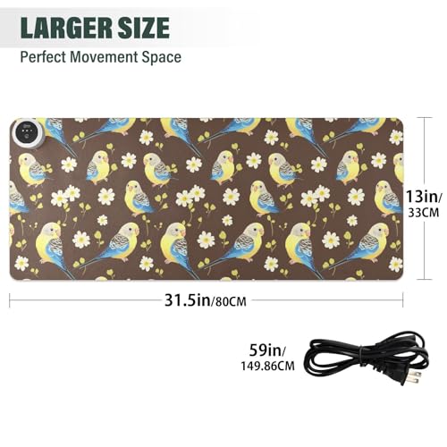 Tapis de souris chauffant en cuir marron foncé 80 x 33 cm - 3