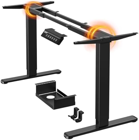 ErGear Höhenverstellbarer Schreibtisch Gestell mit 2 Motoren, Schwarz | Schreibtisch höhenverstellbar für 110-228cm Tischplatten, 120KG Tragkraft, 4-Speicher-Panel, mehrteilige Pla