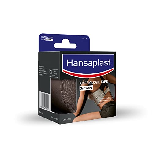 Hansaplast Kinesiology Tape, Waterproof Sports Tape Relieves Muscle Pain and Promotes Blood Circulation, Kinesio Tape Provides Support for Joints and Muscles, 1 Roll, Black