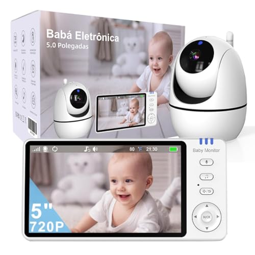 5" Babá Eletrônica, Bebê Câmera Monitor Vídeo,720P HD Monitor de ...