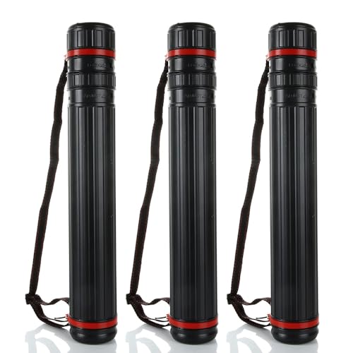 3-Pack Poster Tubes with Adjustable Strap, Lid, and Expandable Telescopic Tube, Art and Poster Storage and Transport Tubes for Carrying Documents, Blueprints, Drawings, and Artwork