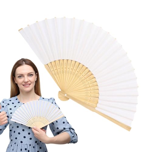 Abanicos de papel blanco, abanicos, abanicos para invitados de boda, abanicos de papel, abanicos plegables de madera, detalles de boda, abanicos chinos