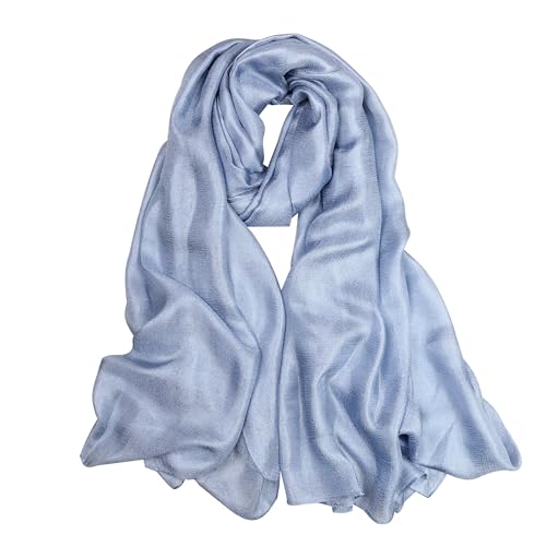 [BRMM MIA] スカーフレディース 大判 マフラー ショール 結婚式ストール 無地 冷感 薄手 冷房対策 紫外線防止 日焼け止めショール 海辺 お洒落 春夏秋冬 旅行 通勤用 (Light Blue)のサムネイル