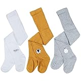 TELA CÓMODA: Las mallas para niñas están hechas de 80% algodón, 17% poliamida, 3% elastano para mantener los calcetines suaves, seguros para la piel de su niña, transpirables y no irritantes, y mantener al bebé cómodo durante todo el día.