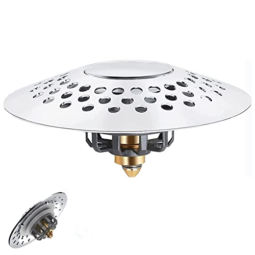 Bathtub Stopper With Shower Drain Hair Catcher, 2 In 1 Double Anti-Clogging Design Tub Drain Stoppers, Pop Up Tub Drain Stopper For 1.6Inch - 2.0Inch Drain Hole #TOP16