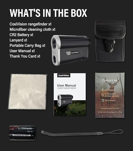 Image of CoxiVision Hunting Range Finder 1400 /2000 /3000 Yards with Slope, 7X Magnification, Red OLED Display, BRD Mode, Angle Compensation, Scan Waterproof