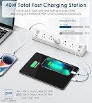 Desk Clamp Power Bar USB C 40W,4 PD 20W USB C,Desk Edge Mount Power Strip, 5 AC Outlets Surge Protector,Fit 1.96" Tabletop Edge,ETL Listed (White, 5 Outlets)
