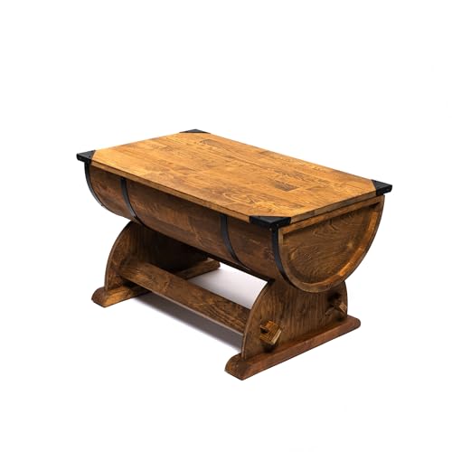 CREATIVE COOPER Tonnenförmige Couchtisch, rustikaler Massivholz-Couchtisch, stabil, Vintage und Industrial-Stil, für das Wohnzimmer, Männer und Frauen, 80 x 50,5 x 47 cm